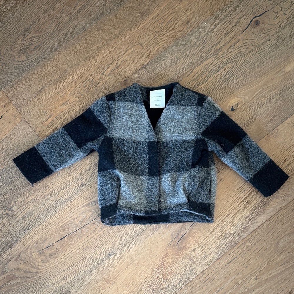 Zara Kids Plaid Blazer - Black and Gray